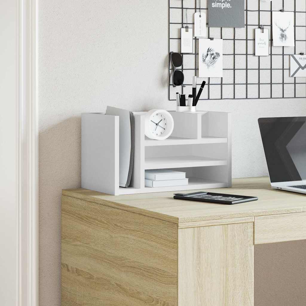 Desk Organiser White 44,5x24x25 cm Engineered Wood