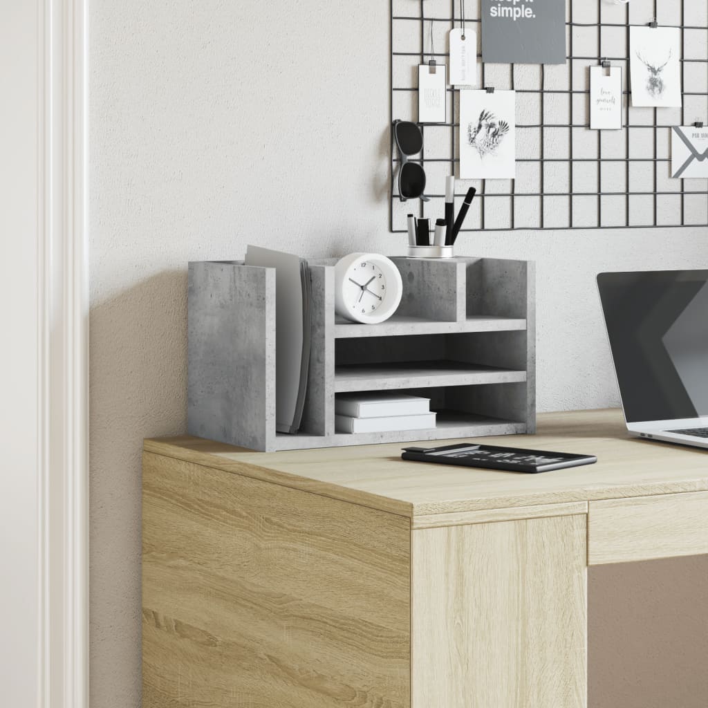 Desk Organiser Concrete Grey 44,5x24x25 cm Engineered Wood