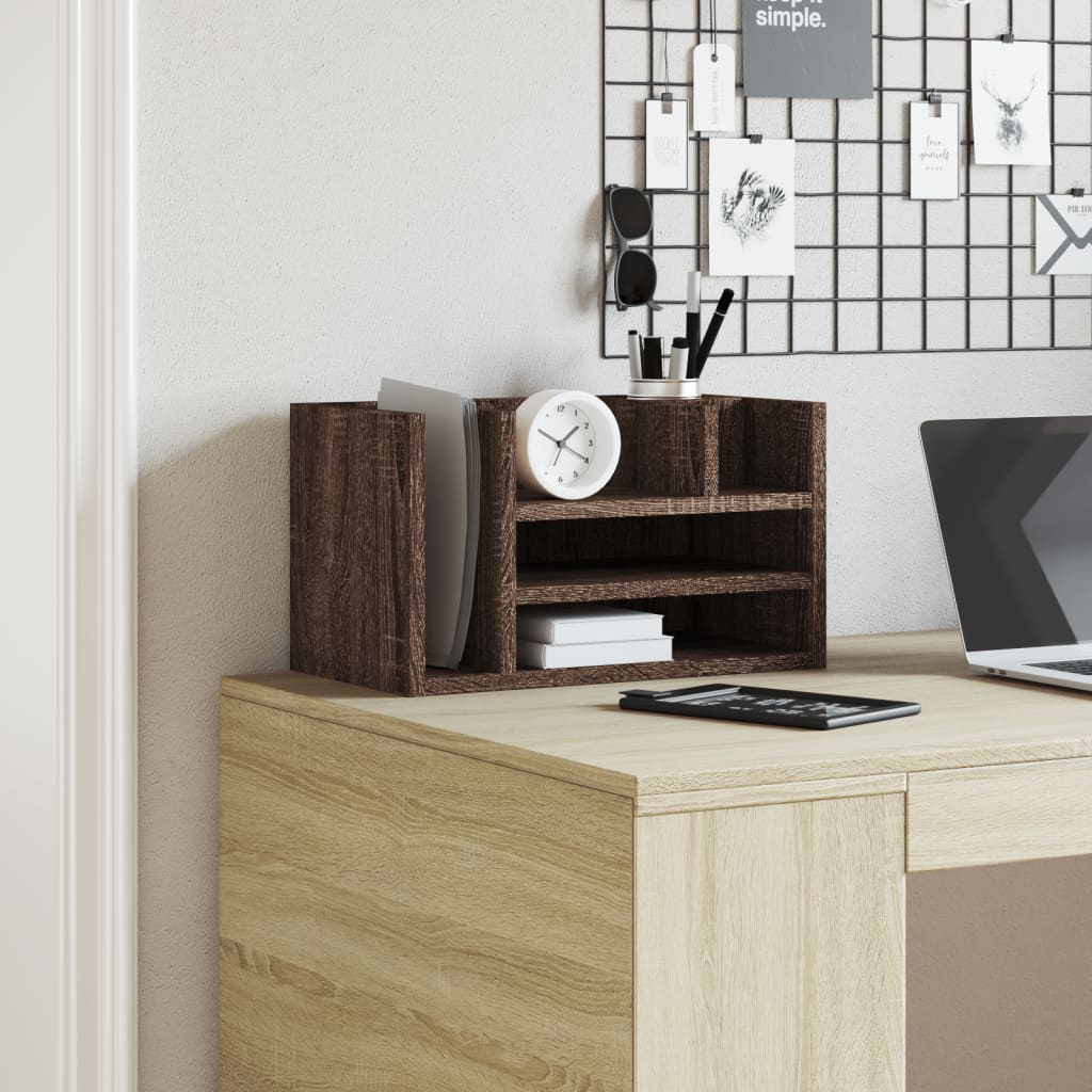 Desk Organiser Brown Oak 44,5x24x25 cm Engineered Wood