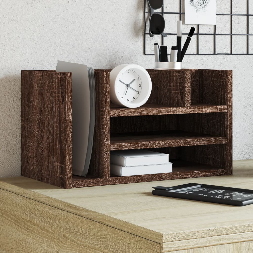 Desk Organiser Brown Oak 44,5x24x25 cm Engineered Wood
