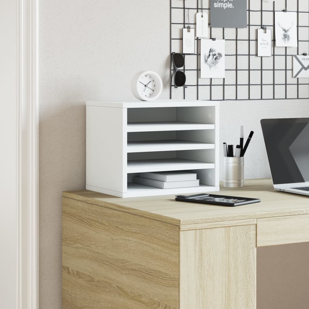 Desk Organiser White 36x26x29,5 cm Engineered Wood