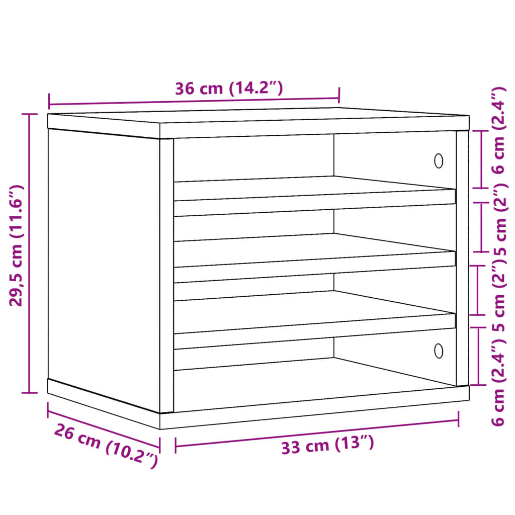 Desk Organiser Brown Oak 36x26x29,5 cm Engineered wood