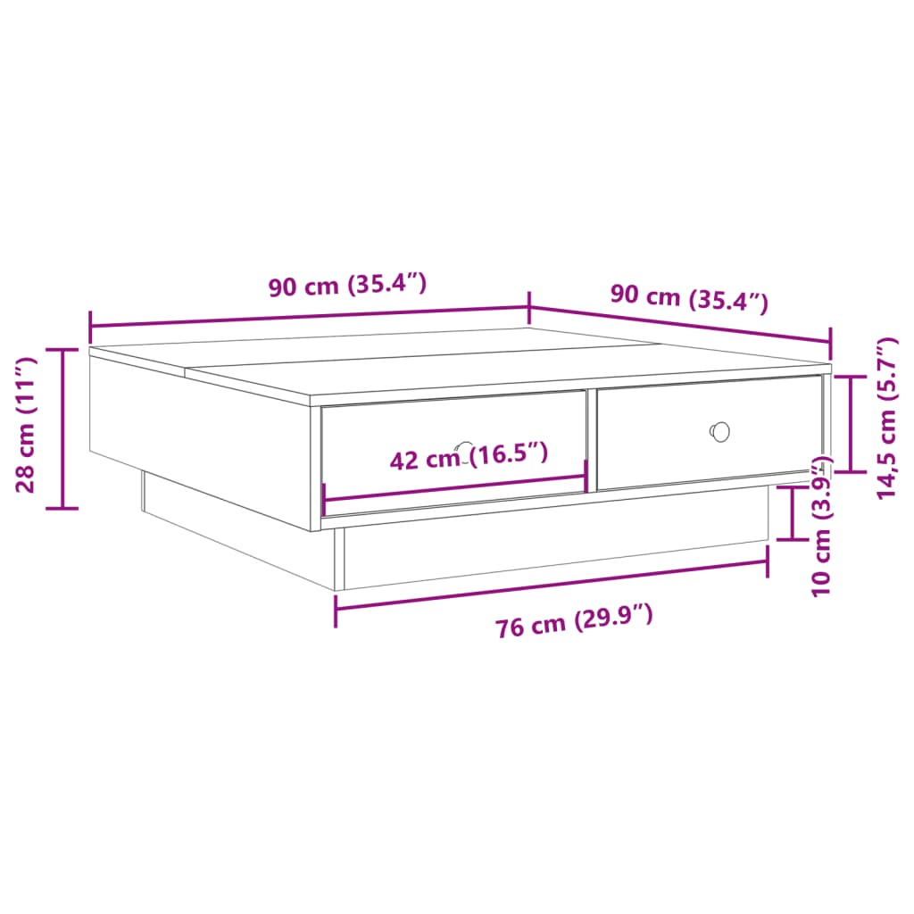 Coffee Table Black 90x90x28 cm Engineered Wood