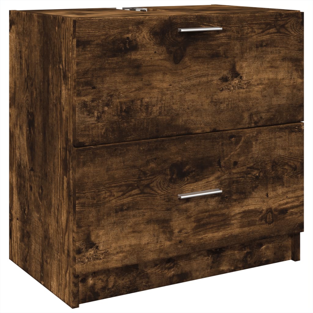 vidaXL Sink Cabinet Smoked Oak 59x37x59 cm Engineered Wood