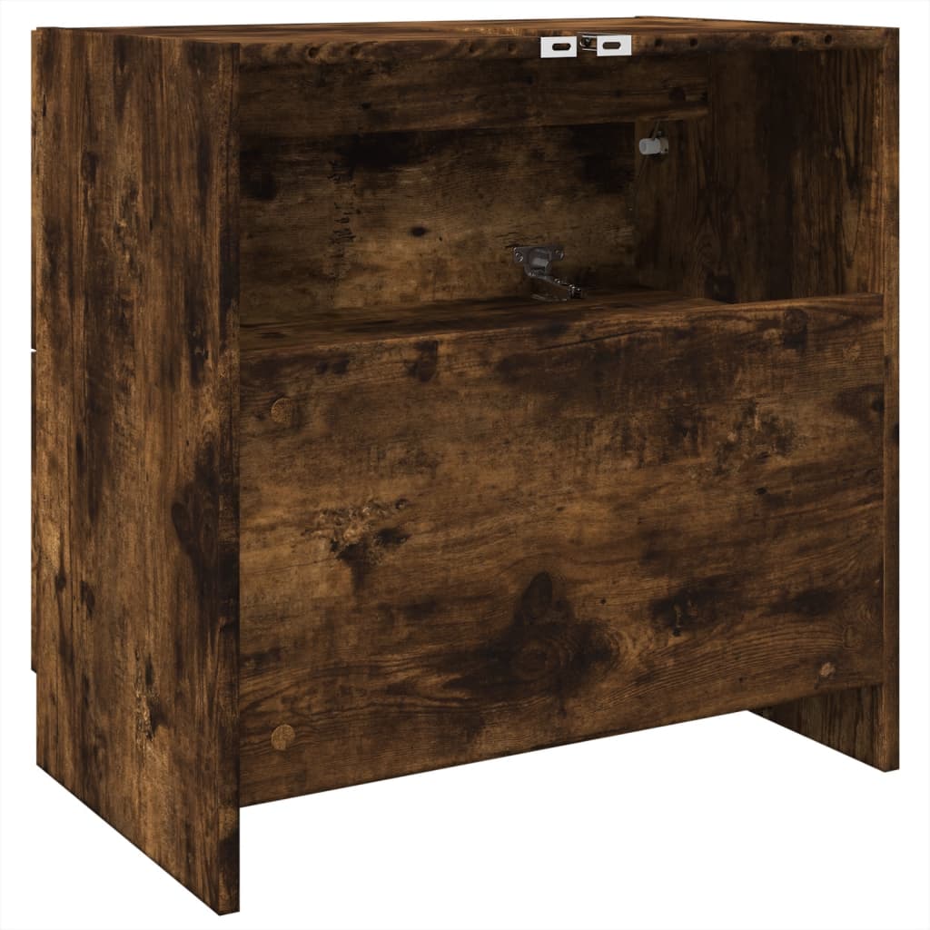 vidaXL Sink Cabinet Smoked Oak 59x37x59 cm Engineered Wood