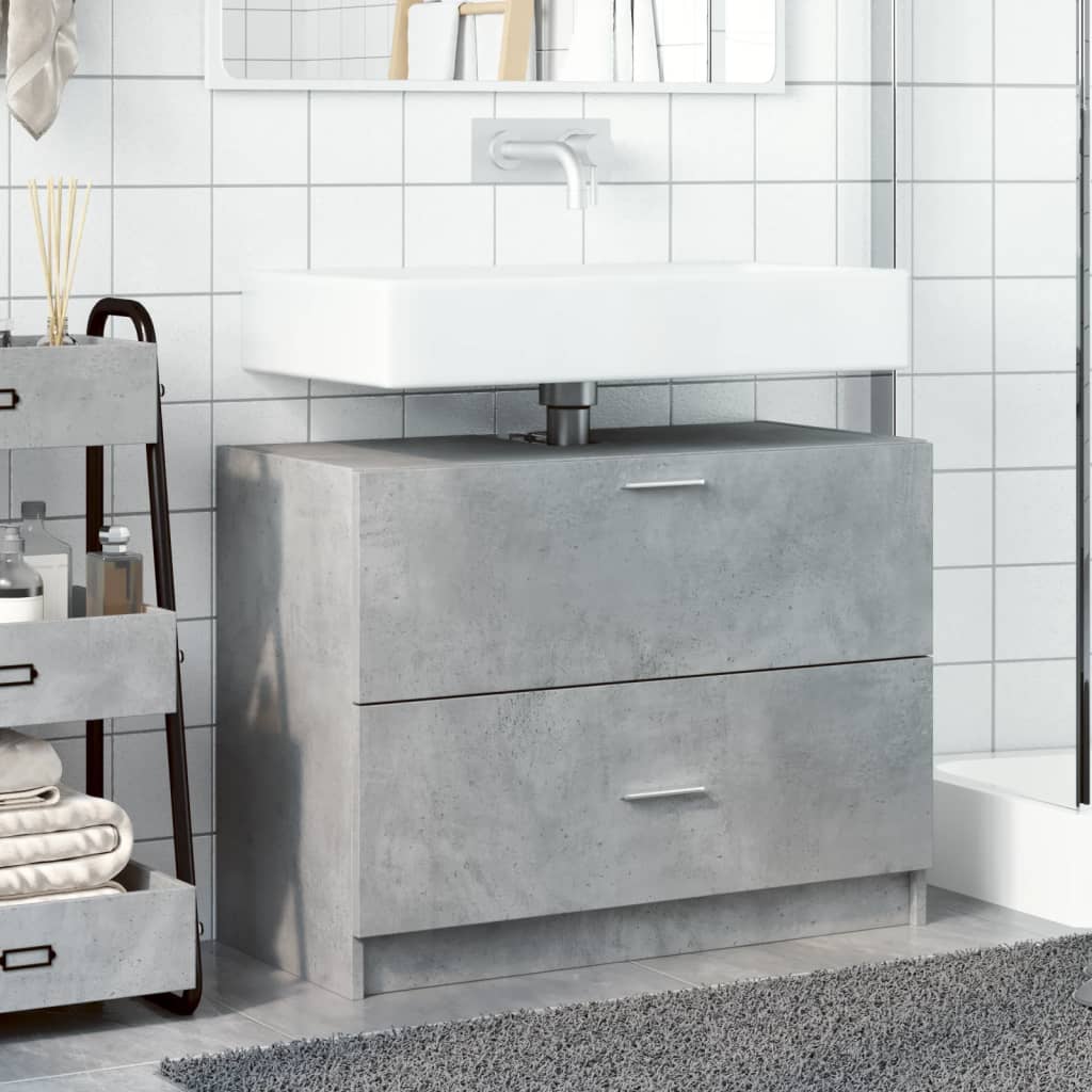 vidaXL Sink Cabinet Concrete Grey 78x37x59 cm Engineered Wood