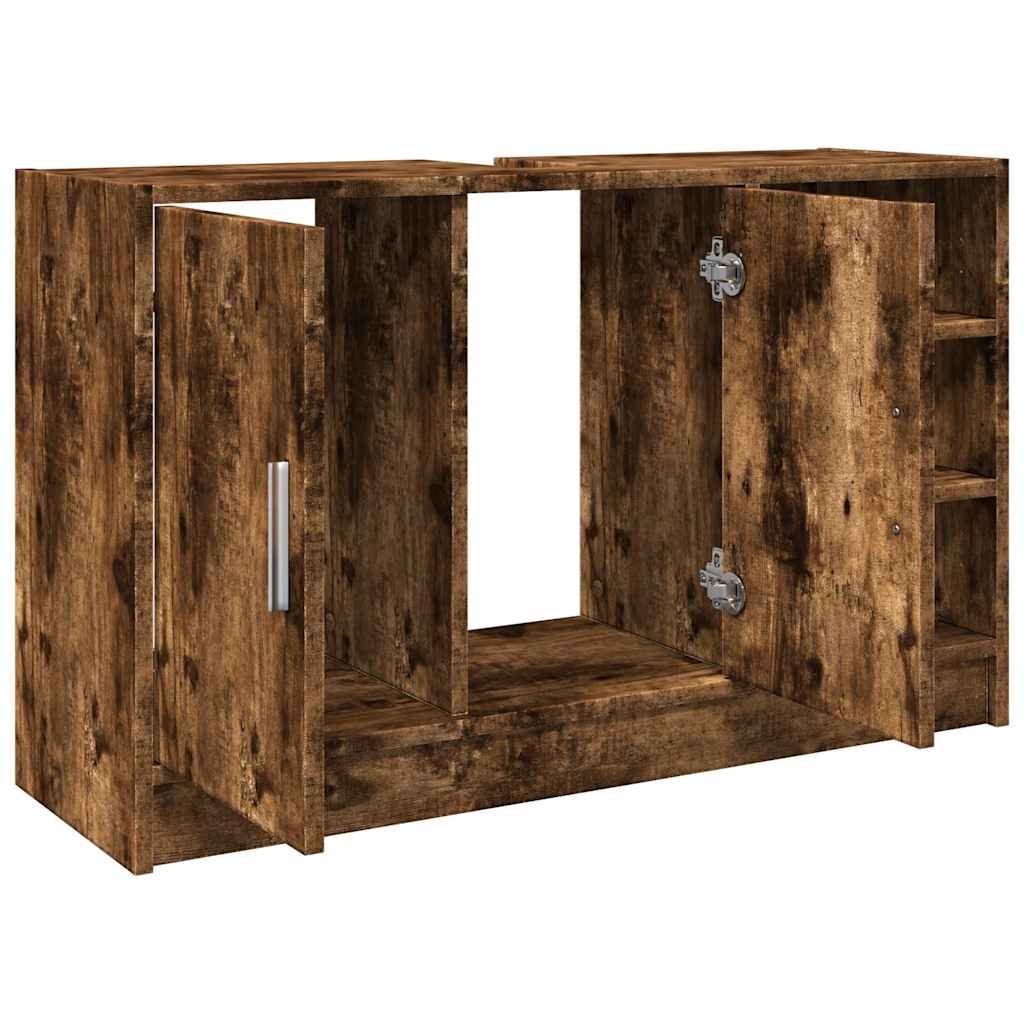 Sink Cabinet Smoked Oak 90x29x55 cm Engineered Wood