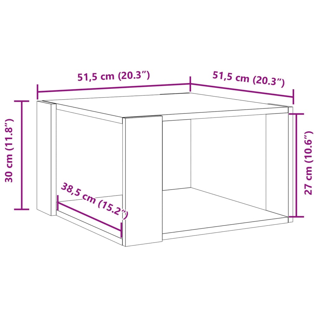 Coffee Table Brown Oak 51,5x51,5x30 cm Engineered Wood