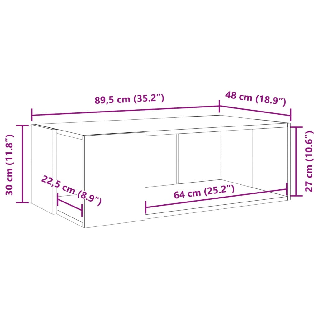 Coffee Table White 89.5x48x30 cm Engineered Wood