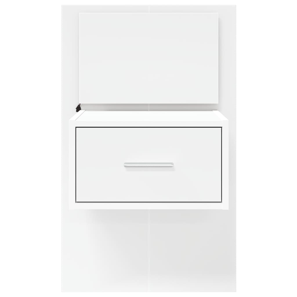 vidaXL Wall-mounted Bedside Cabinets with LED Lights 2 pcs White