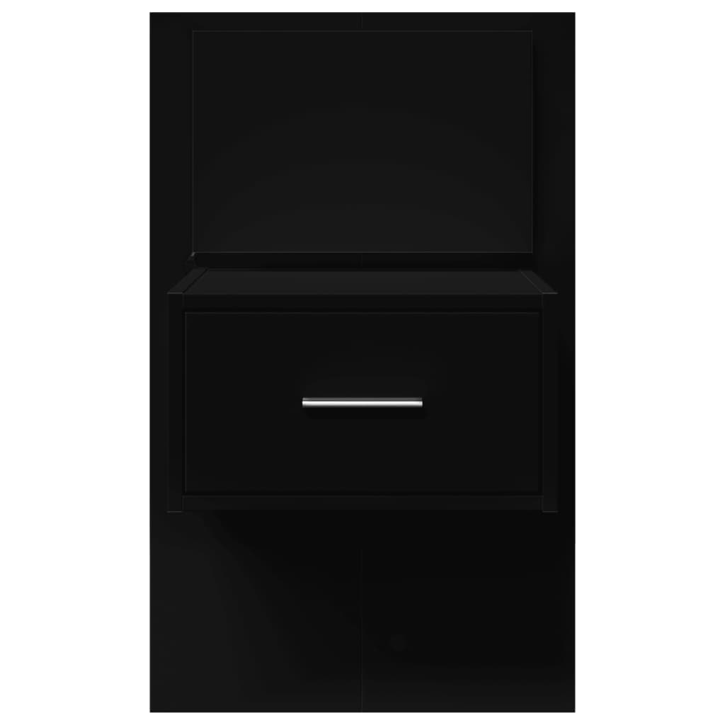vidaXL Wall-mounted Bedside Cabinet with LED Lights Black