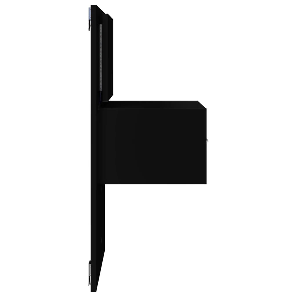 vidaXL Wall-mounted Bedside Cabinet with LED Lights Black