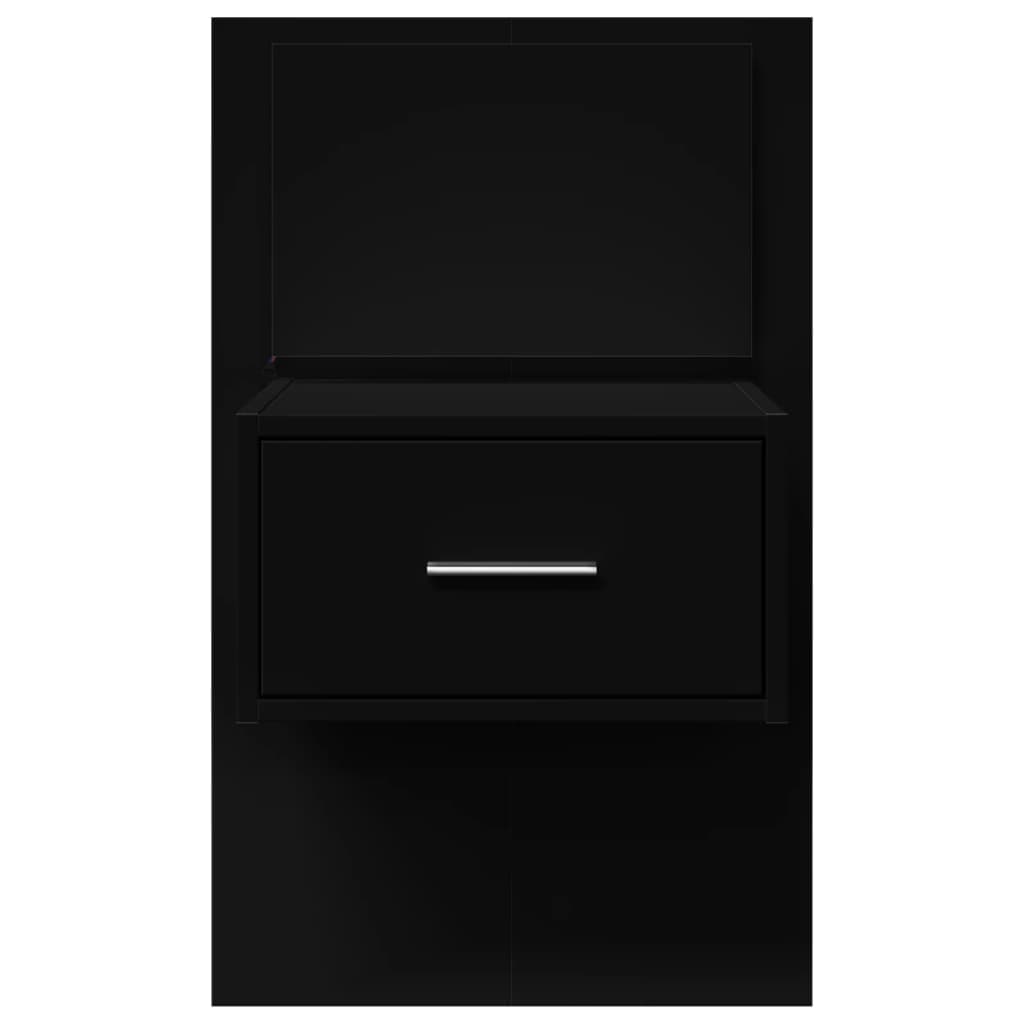 vidaXL Wall-mounted Bedside Cabinets with LED Lights 2 pcs Black