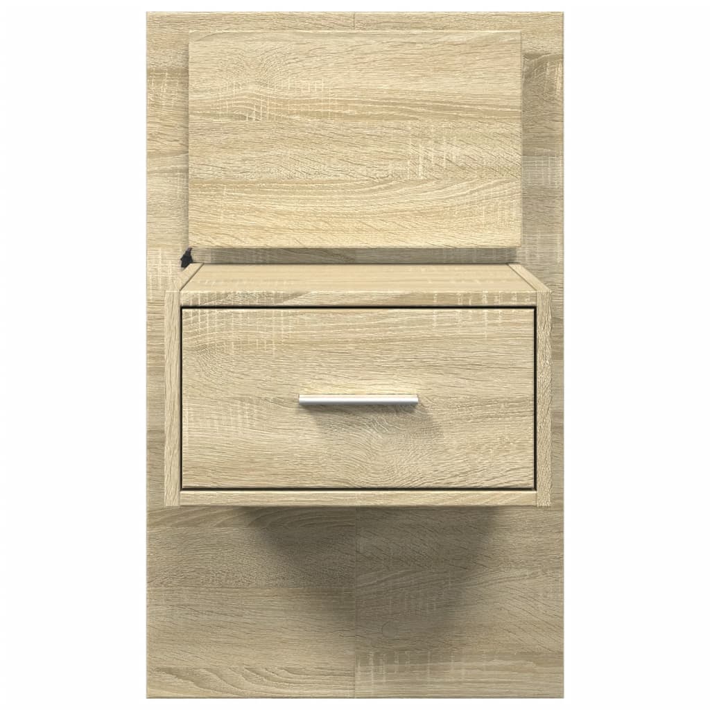 vidaXL Wall-mounted Bedside Cabinets with LED Lights 2 pcs Sonoma Oak