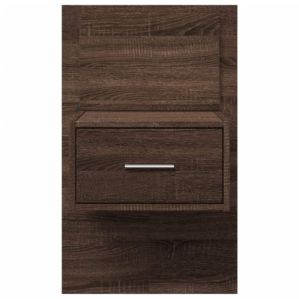 vidaXL Wall-mounted Bedside Cabinets with LED Lights 2 pcs Brown Oak