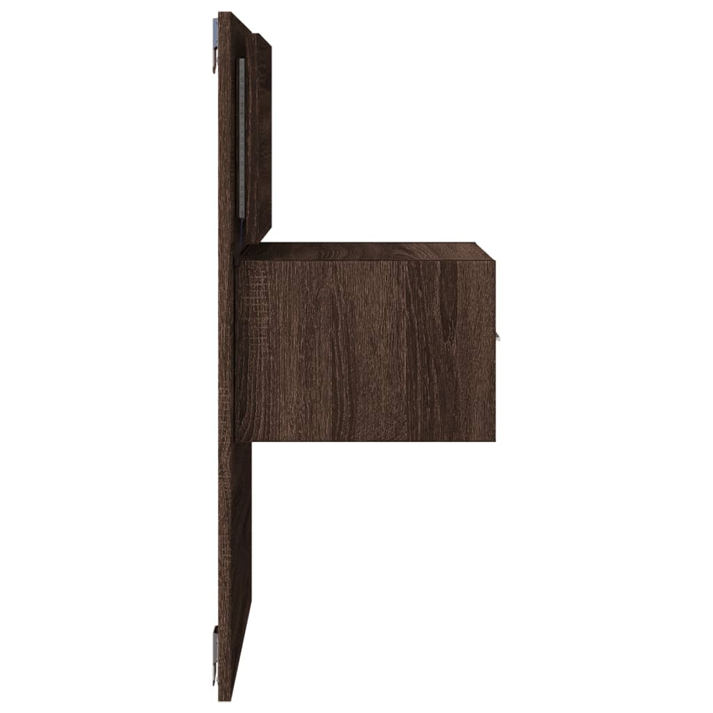 vidaXL Wall-mounted Bedside Cabinets with LED Lights 2 pcs Brown Oak