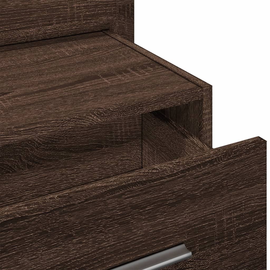 vidaXL Wall-mounted Bedside Cabinets with LED Lights 2 pcs Brown Oak