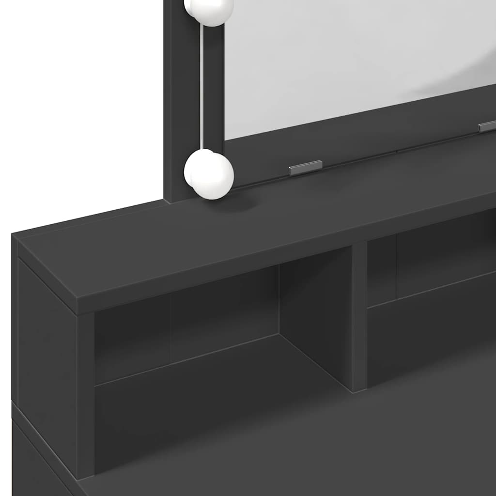 Dressing Table with LED Black 80x41x144,5 cm