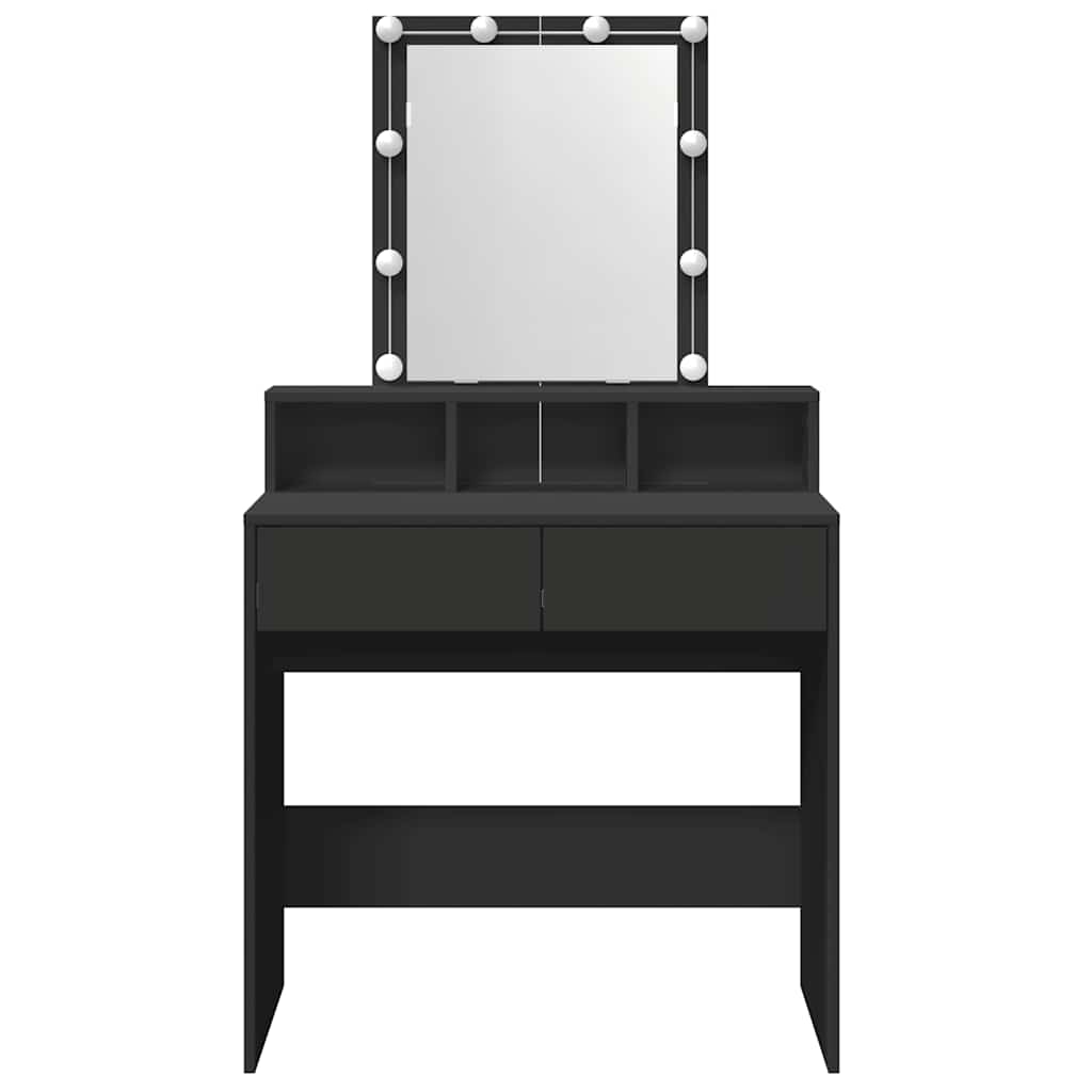 Dressing Table with LED Black 80x41x144.5 cm