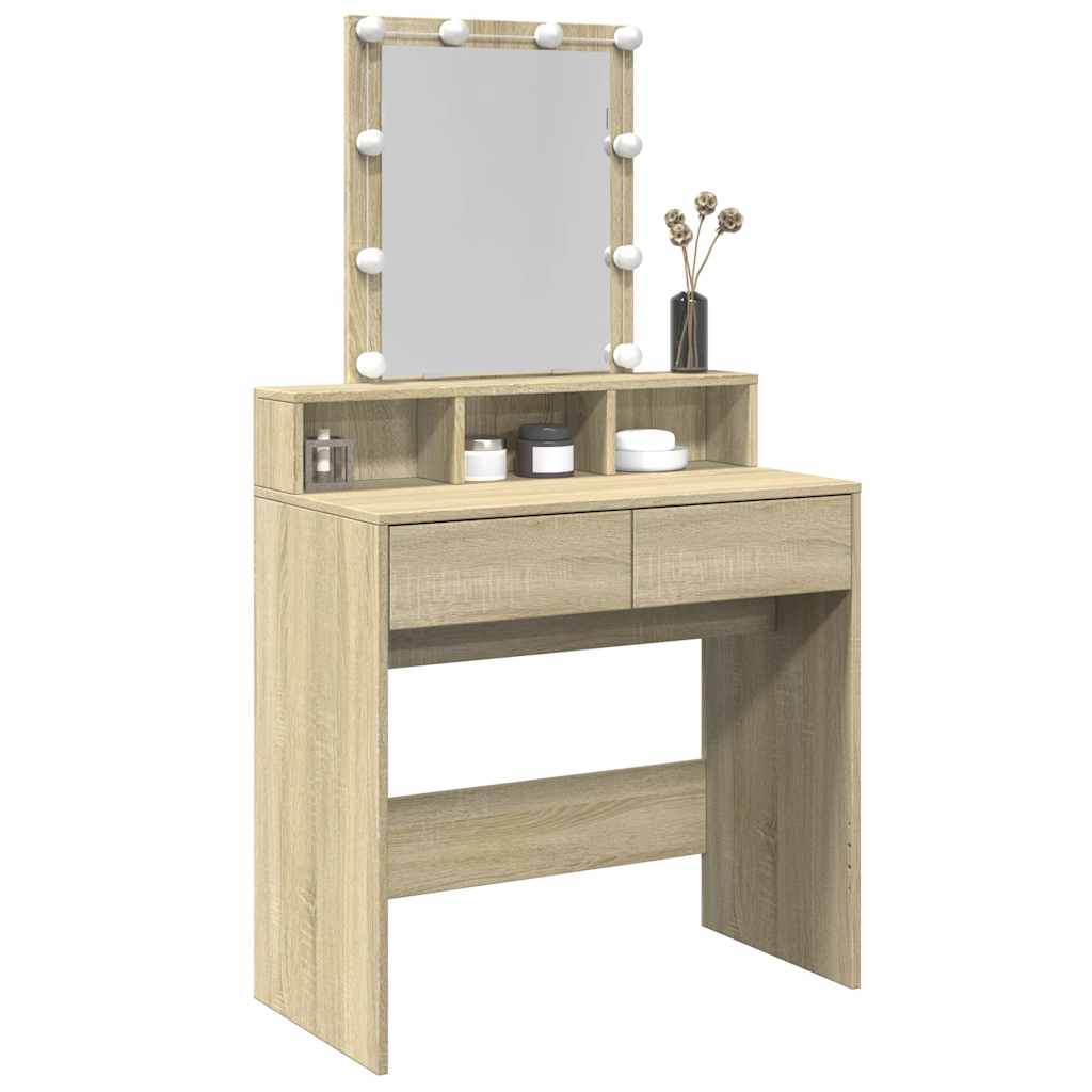 Dressing Table with LED Sonoma Oak 80x41x144.5 cm
