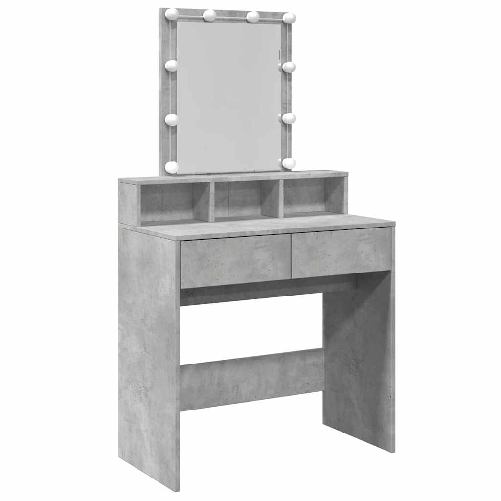 Dressing Table with LED Concrete Grey 80x41x144,5 cm