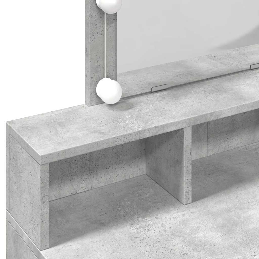 Dressing Table with LED Concrete Grey 80x41x144,5 cm