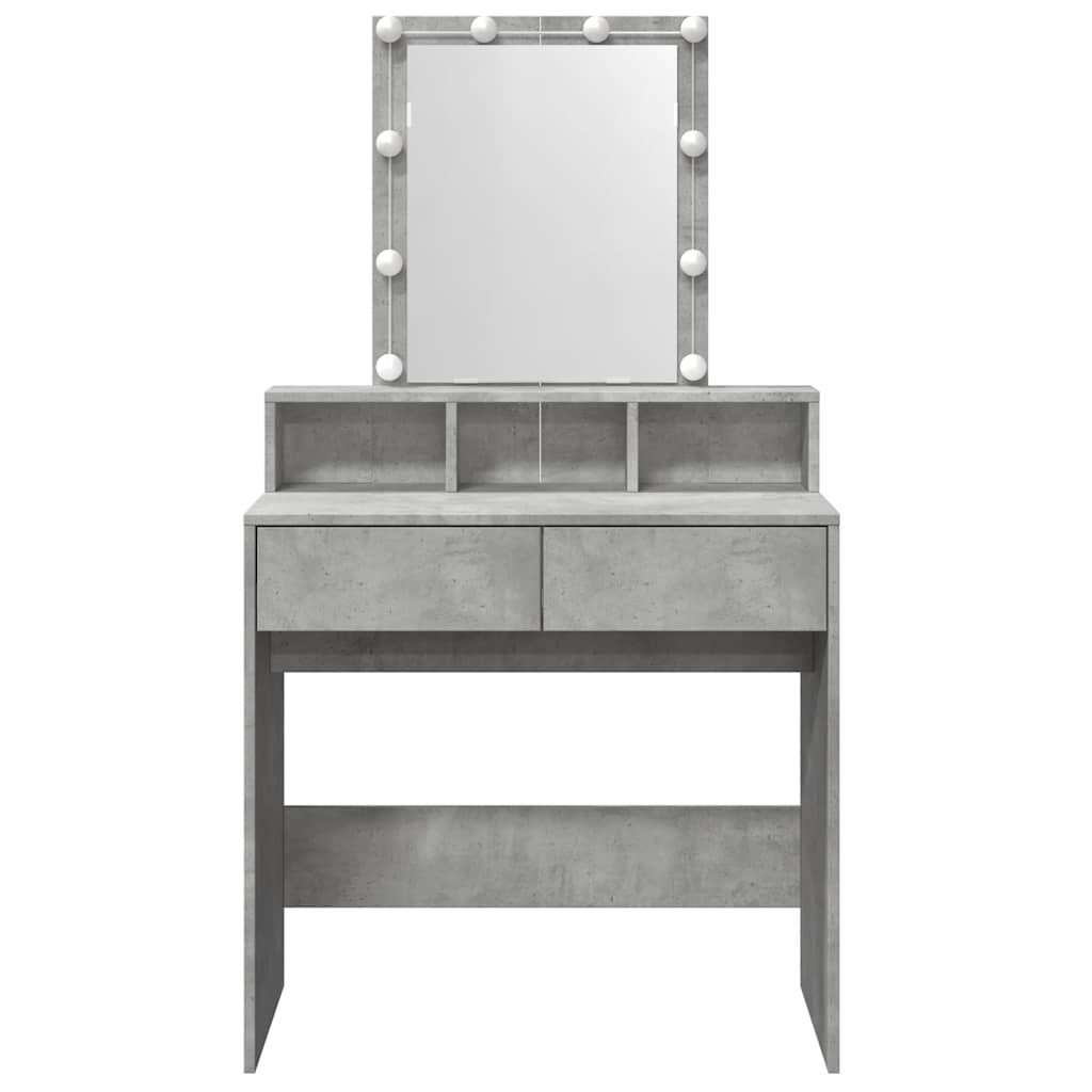Dressing Table with LED Concrete Grey 80x41x144,5 cm