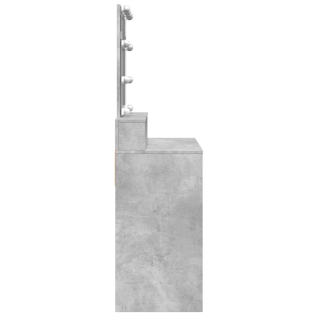 Dressing Table with LED Concrete Grey 80x41x144,5 cm