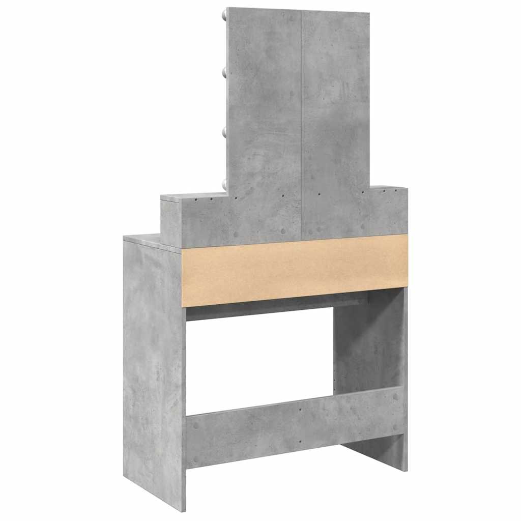 Dressing Table with LED Concrete Grey 80x41x144,5 cm