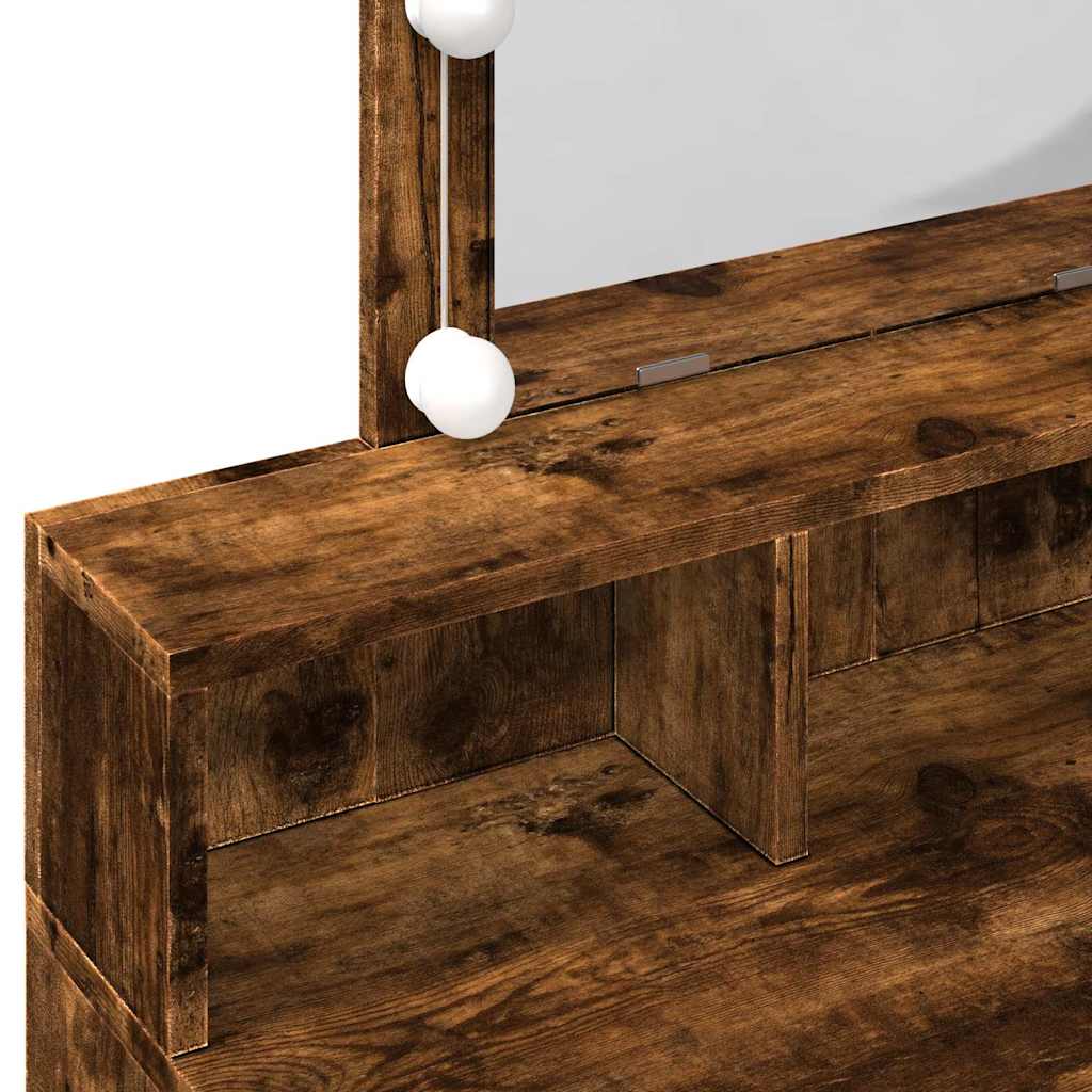 Dressing Table with LED Smoked Oak 80x41x144,5 cm