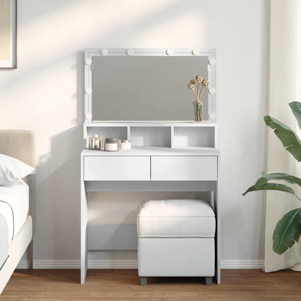 Dressing Table with LED White 80x41x134,5 cm