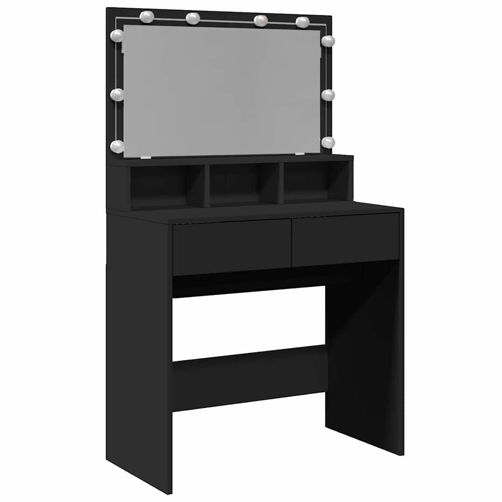 Dressing Table with LED Black 80x41x134,5 cm