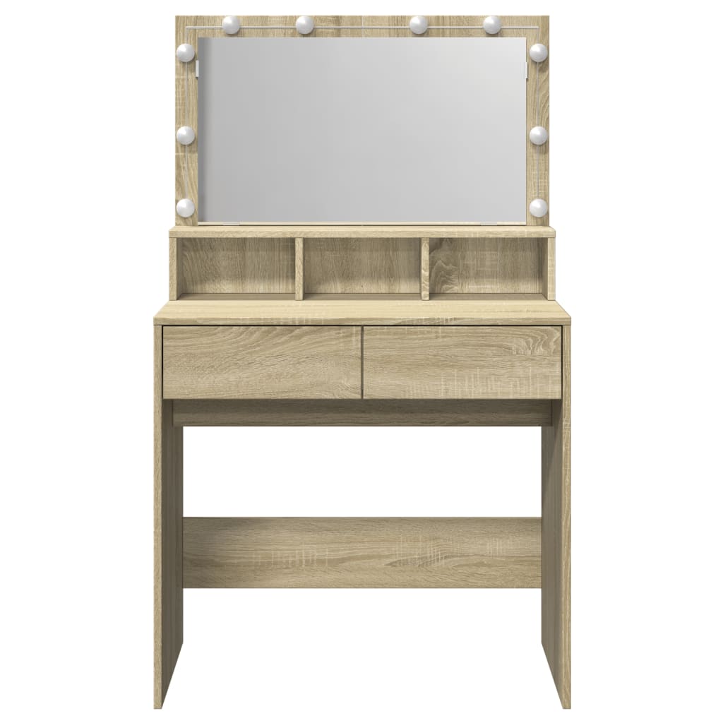 vidaXL Dressing Table with LED Sonoma Oak 80x41x134.5 cm