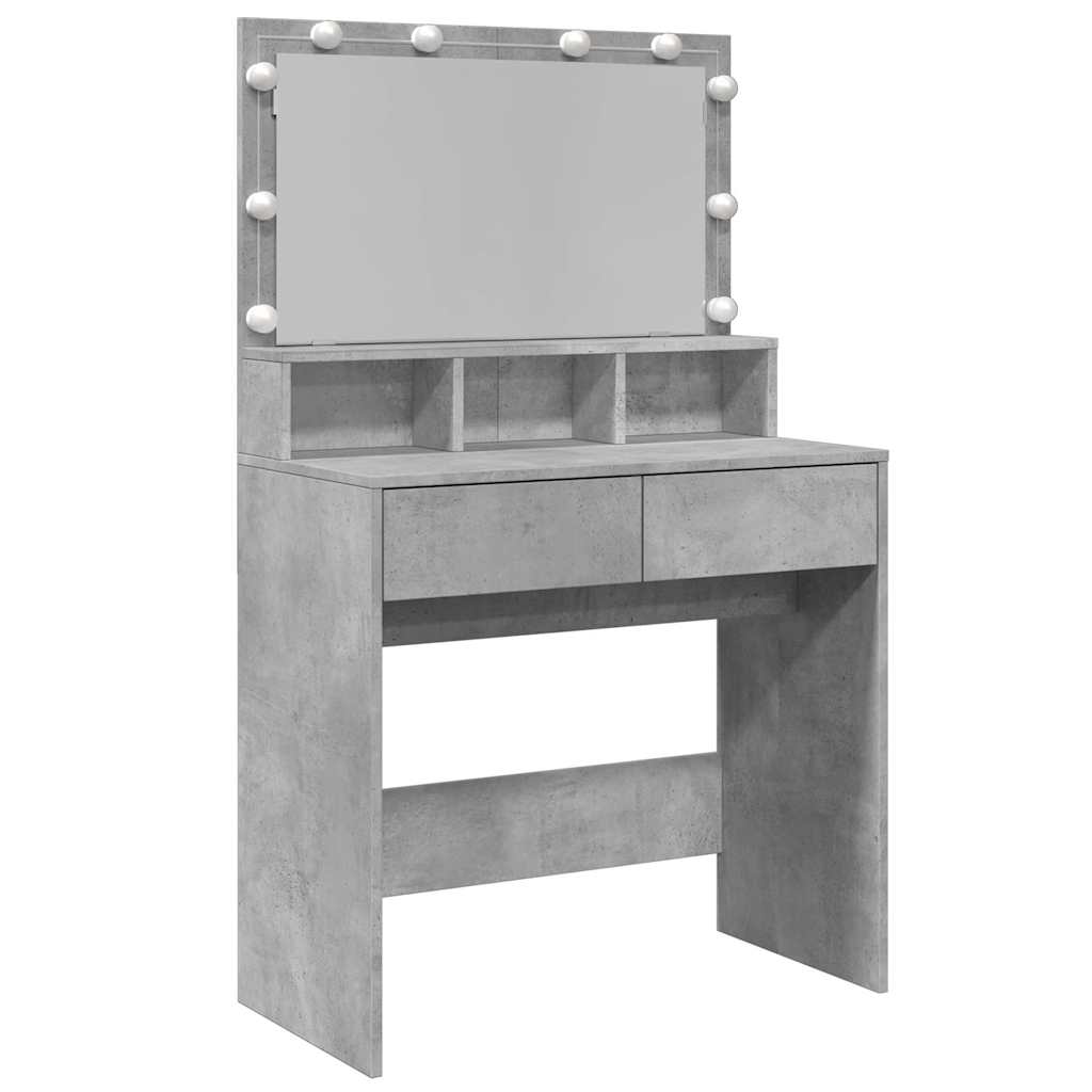Dressing Table with LED Concrete Grey 80x41x134,5 cm
