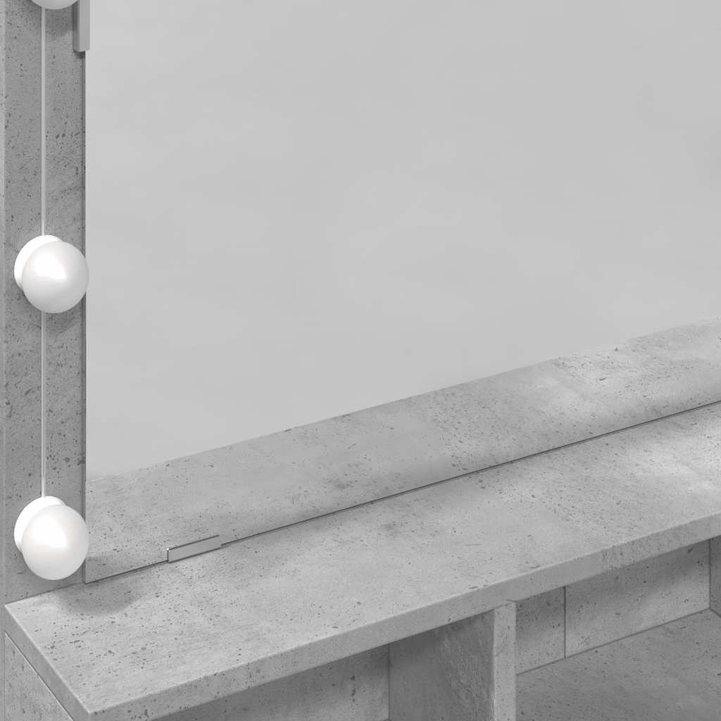 Dressing Table with LED Concrete Grey 80x41x134,5 cm