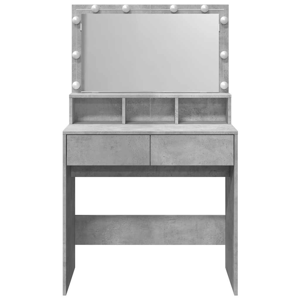 Dressing Table with LED Concrete Grey 80x41x134,5 cm