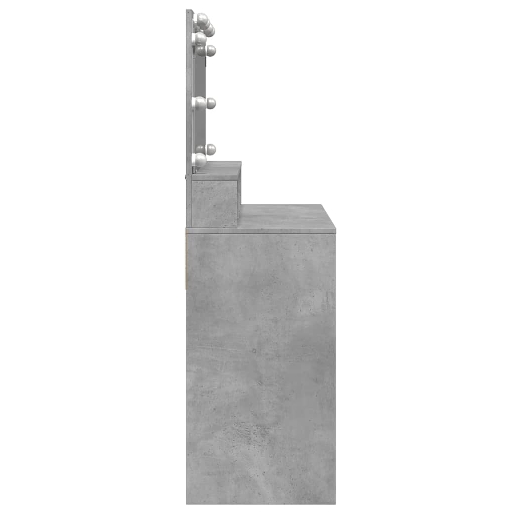 Dressing Table with LED Concrete Grey 80x41x134.5 cm