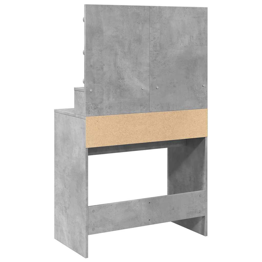 Dressing Table with LED Concrete Grey 80x41x134,5 cm