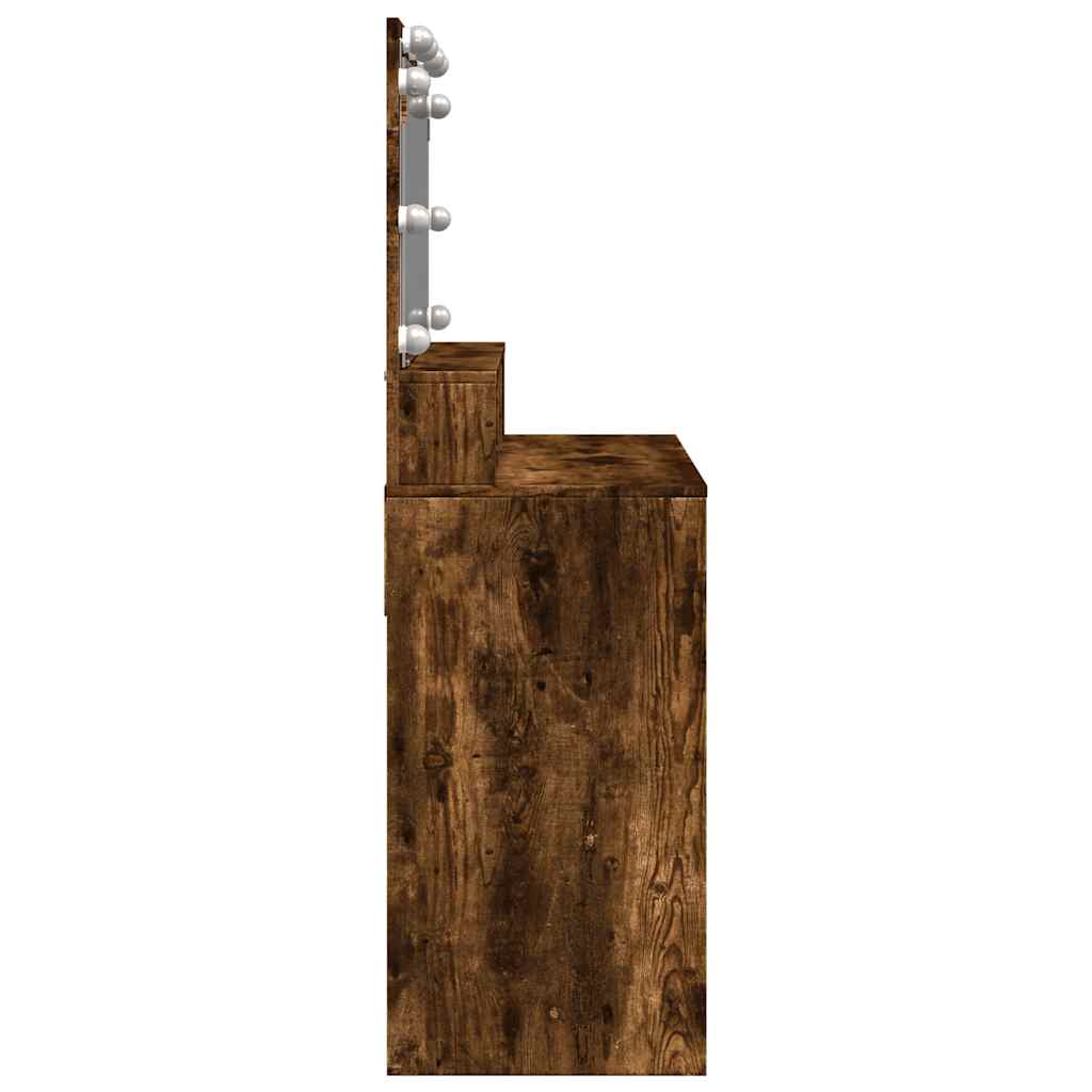 Dressing Table with LED Smoked Oak 80x41x134.5 cm