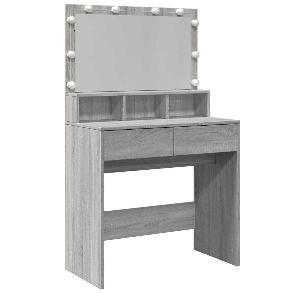Dressing Table with LED Grey Sonoma 80x41x134,5 cm