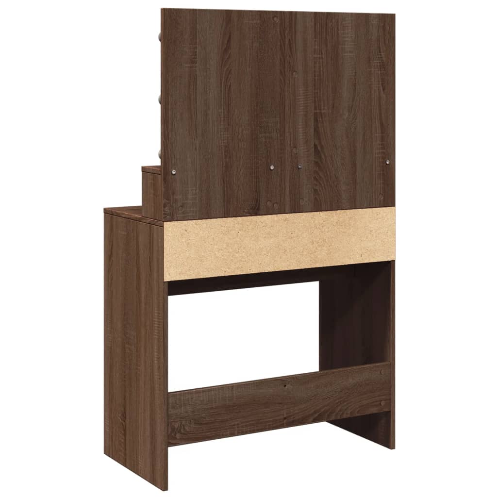 vidaXL Dressing Table with LED Brown Oak 80x41x134.5 cm