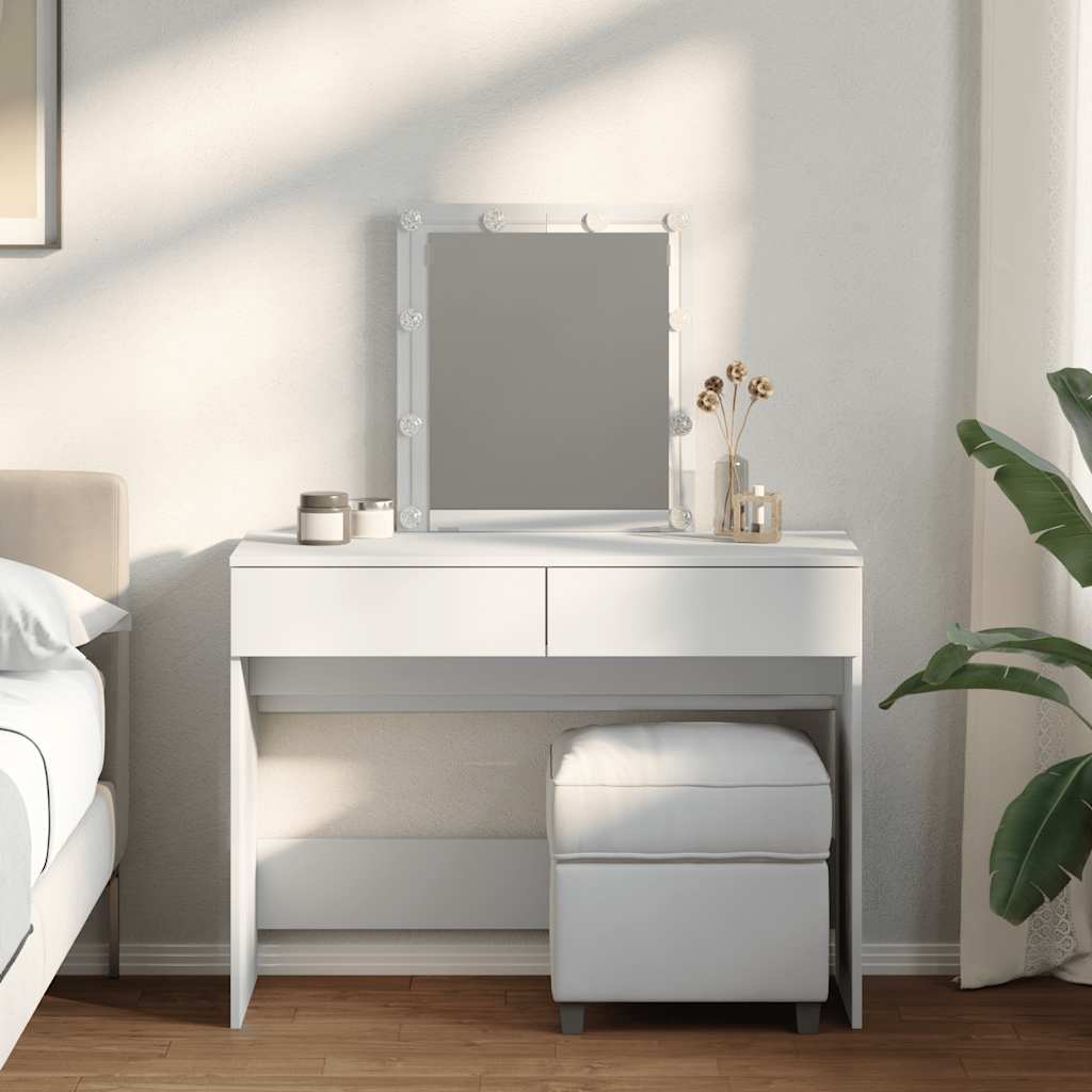 Dressing Table with LED White 100x40x130 cm