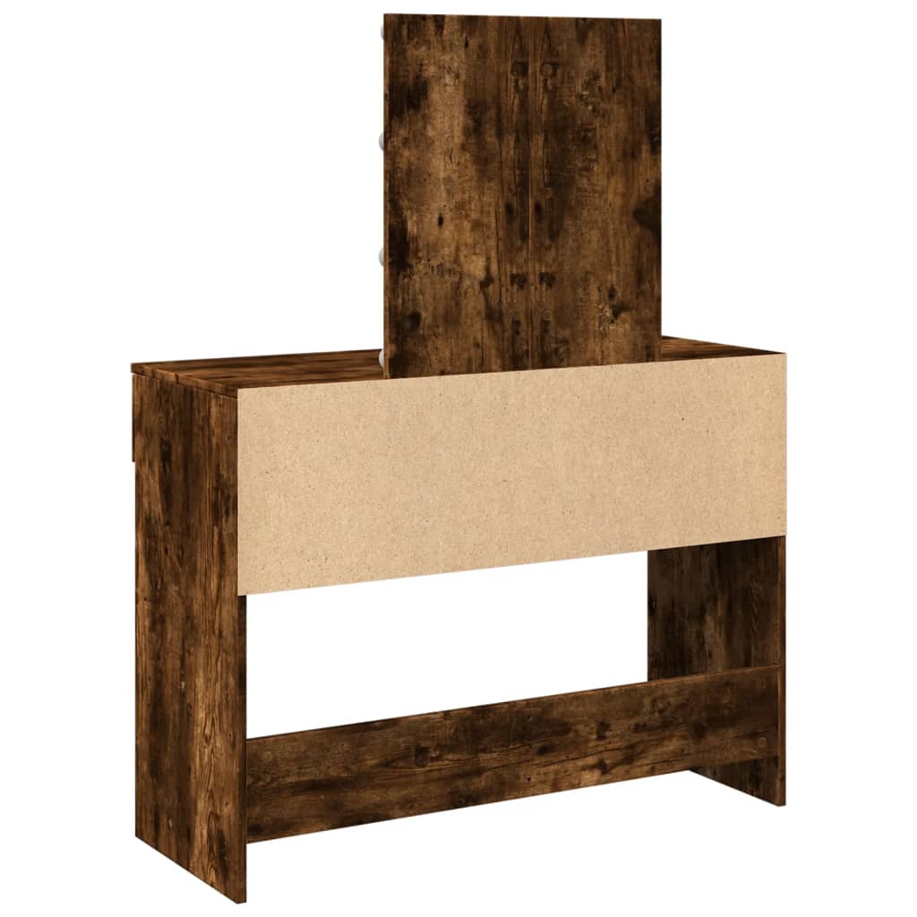 vidaXL Dressing Table with LED Smoked Oak 100x40x130 cm