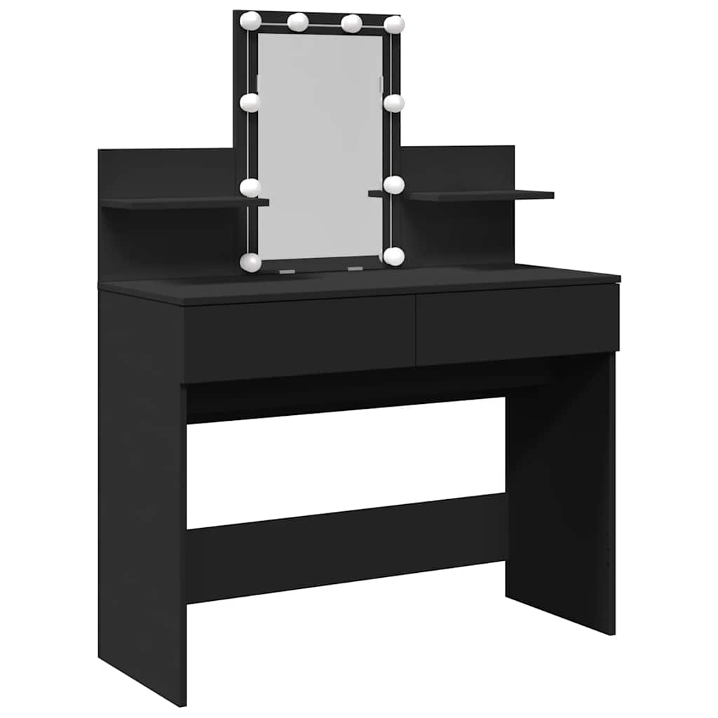 Dressing Table with LED Black 100x40x130 cm