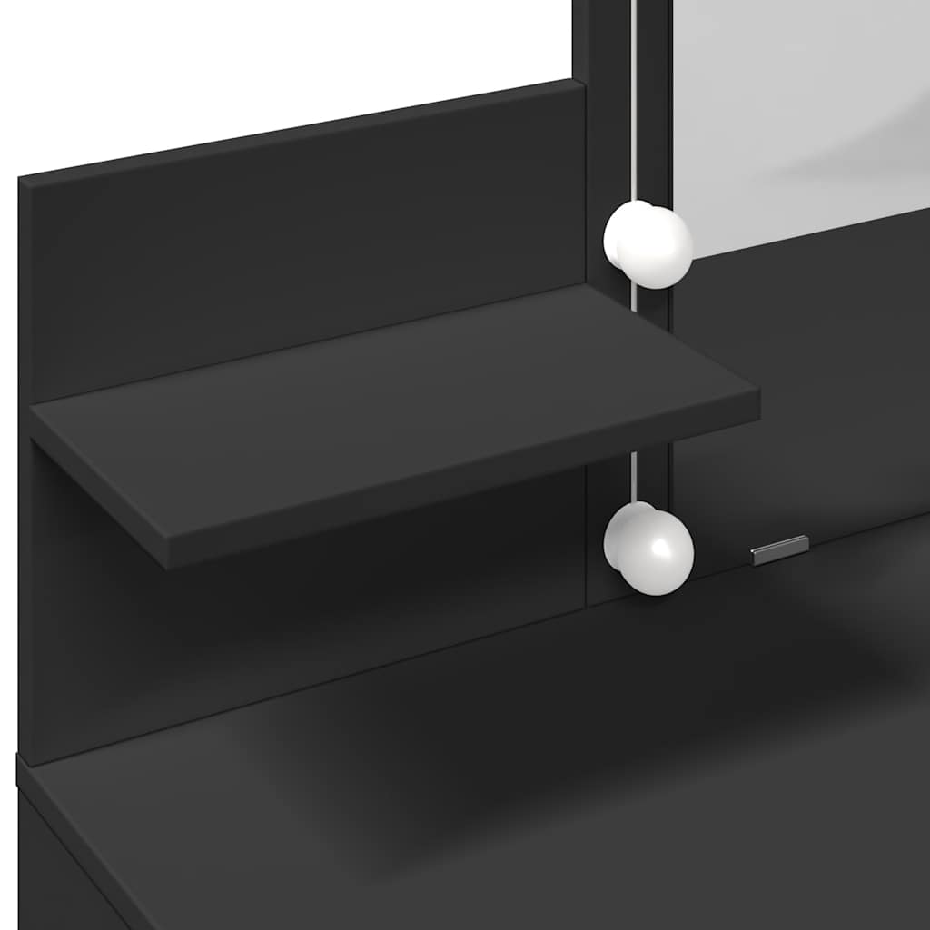 Dressing Table with LED Black 100x40x130 cm