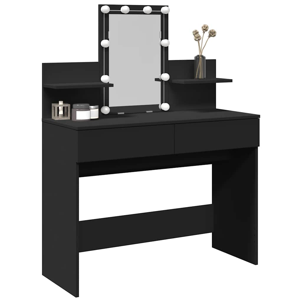 Dressing Table with LED Black 100x40x130 cm