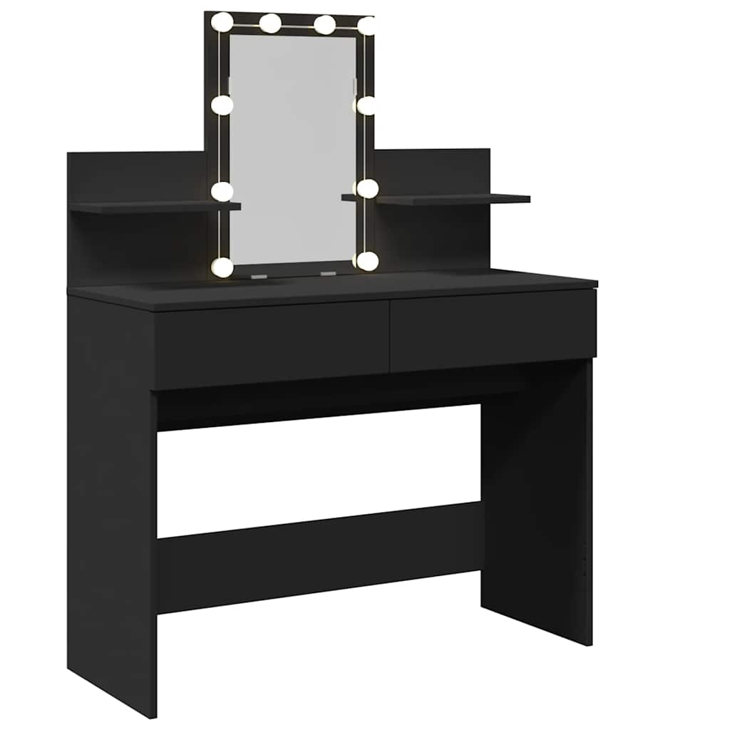Dressing Table with LED Black 100x40x130 cm