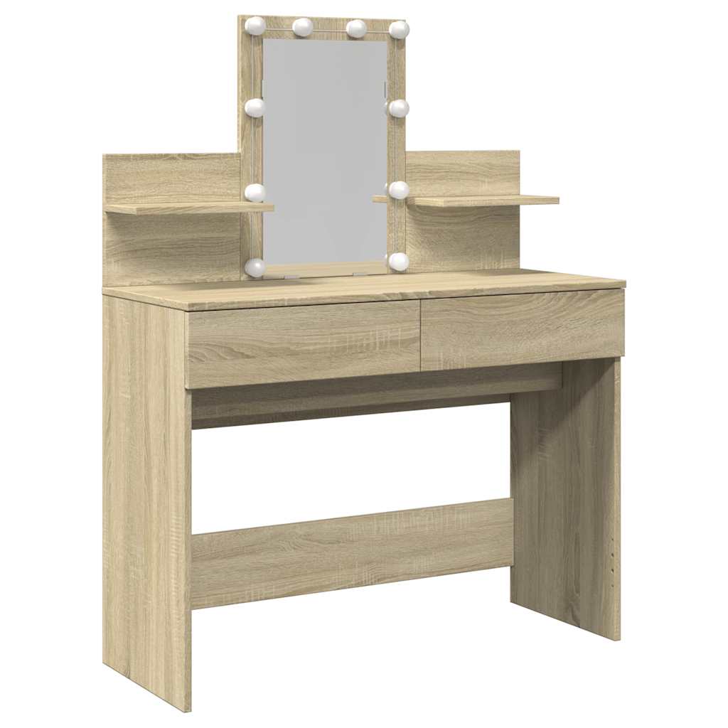 Dressing Table with LED Sonoma Oak 100x40x130 cm
