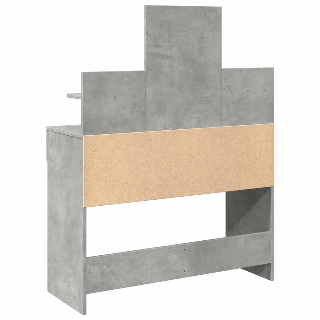 Dressing Table with LED Concrete Grey 100x40x130 cm