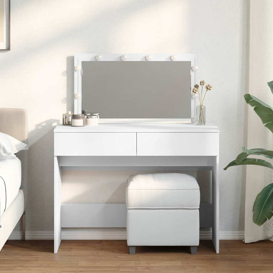 Dressing Table with LED White 100x40x120 cm